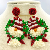 Gnome Christmas Seed Bead Earrings - Style 1