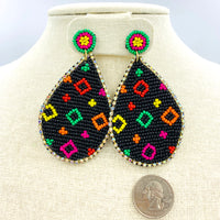 Bohemian Style Teardrop Seed Bead Earrings - Style 2 - Available in 2 Colors