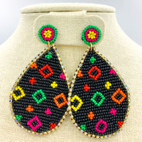 Bohemian Style Teardrop Seed Bead Earrings - Style 2 - Available in 2 Colors
